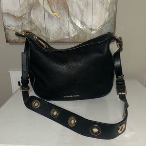 Michael Kors Black Shoulder Bag with Gold Accents